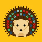 Pegla's icon: a hedgehog with fuse beads on its spines